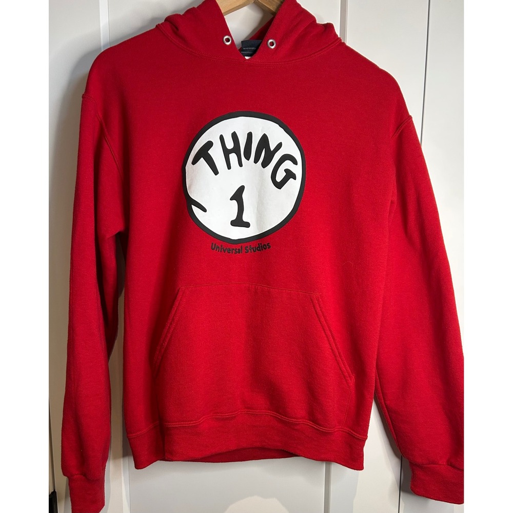Universal Studios Dr Seuss Thing 1 Red Graphic Hoodie Sweatshirt Small